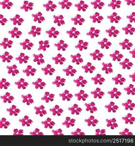 Pattern with red watercolor flowers on white background.