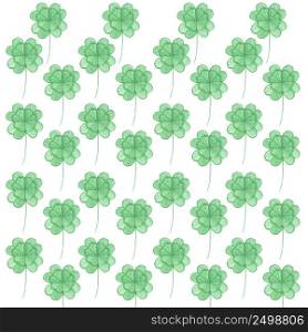 Pattern with watercolor clover. Pattern for St. Patrick&rsquo;s Day. Isolated clover on white background