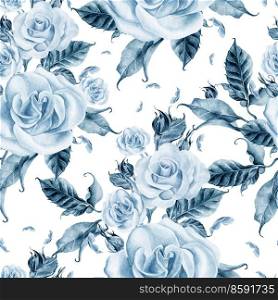 Pattern with watercolor realistic roses. Illustration.. Pattern with watercolor realistic roses.
