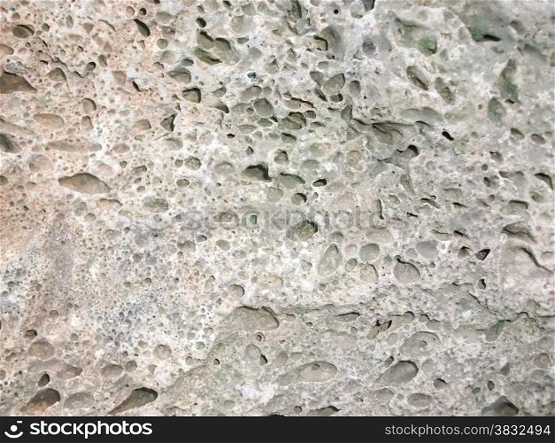 Patterns of rock caused by corrosion.
