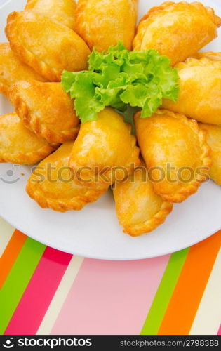 Patties stuffed with meat in the plate