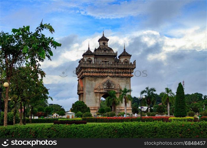 Patuxai, the victory war monument in the centre of Vientiane, Laos