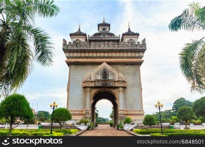 Patuxai, the victory war monument in the centre of Vientiane, Laos