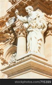 Paul the Apostle - Statue on the facade of Cathedral of Syracuse, Sicily, Italy