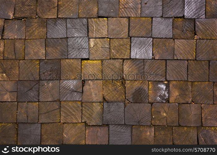 pavement texture of wooden blocks