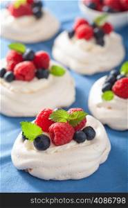 pavlova meringue cake with cream and berry