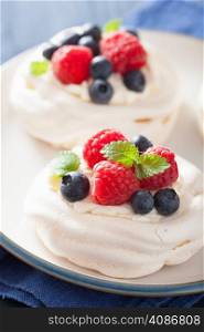 pavlova meringue cake with cream and berry