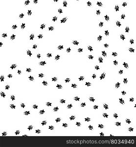 Paw Prints Silhouettes Isolated on White Background. Paw Prints Silhouettes