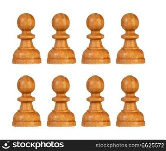 Pawns team isolated on a white background