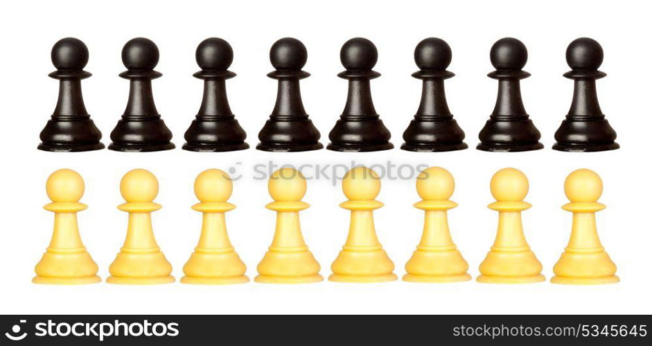 Pawns teams isolated on a white background