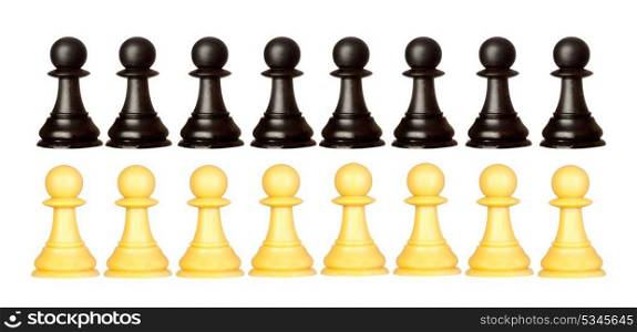 Pawns teams isolated on a white background