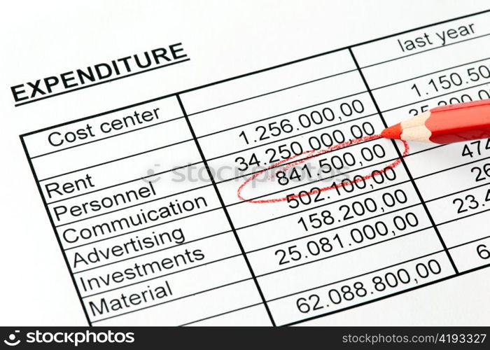 pay a statistic with a red pen in english