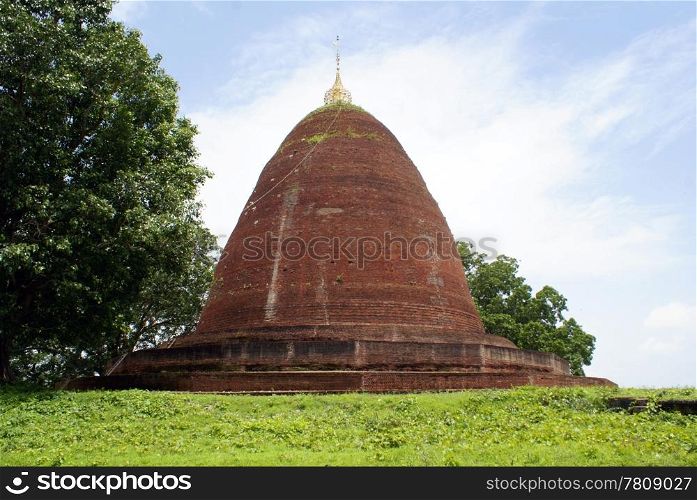 Payamar pagoda, grass and tree near Pyay, Myanmar
