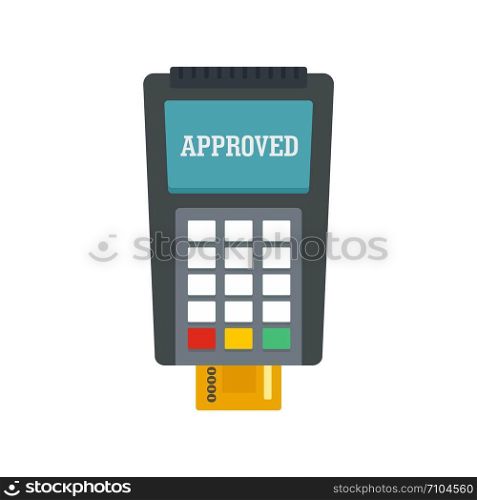 Payment approved credit card icon. Flat illustration of payment approved credit card vector icon for web design. Payment approved credit card icon, flat style