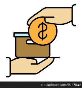 Payment box delivery icon. Outline payment box delivery vector icon color flat isolated. Payment box delivery icon color outline vector