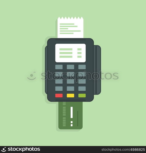 Payment card through the terminal. Vector illustration