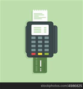 Payment card through the terminal. Vector illustration