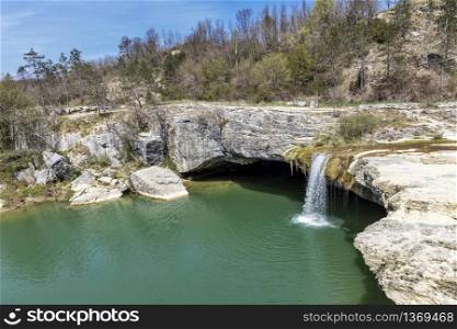 Pazincica river and waterfall Zarecki krov in springtime, Istria, Croatia