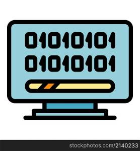 Pc code interface icon. Outline Pc code interface vector icon color flat isolated. Pc code interface icon color outline vector