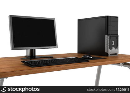 pc on table isolated on white background with clipping path