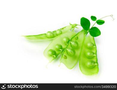 Pea and leaf isolated on white