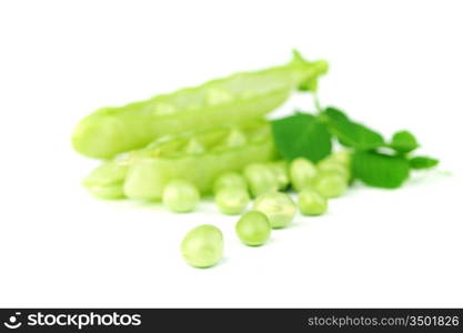 Pea and leaf isolated on white