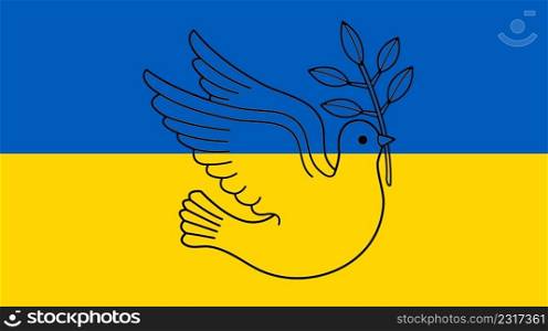 Peace Dove concept for war between Russia and Ukraine with national flag background