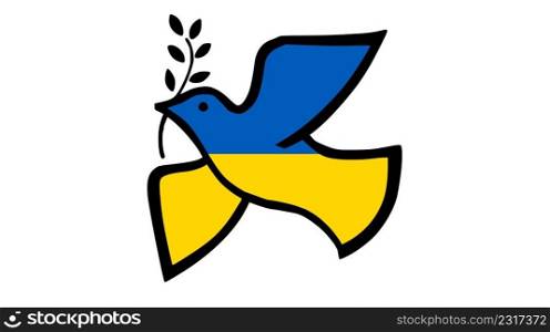 Peace Dove concept for war between Russia and Ukraine with national flag background