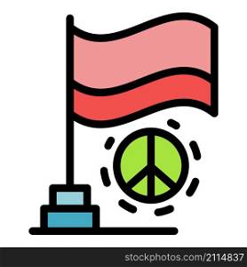 Peace flag icon. Outline peace flag vector icon color flat isolated. Peace flag icon color outline vector