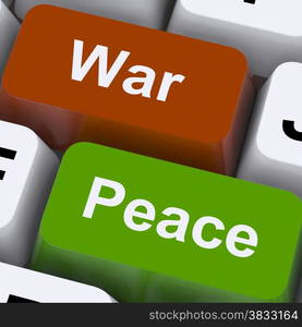 Peace War Keys Shows No Conflict Or Aggression. Peace War Keys Showing No Conflict Or Aggression