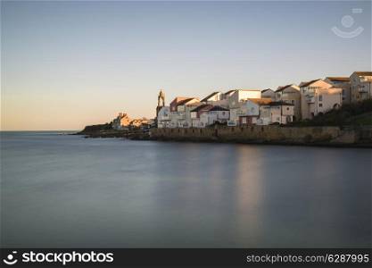 Peaceful landscape image of Mediterranean style seaside village
