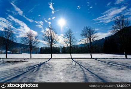Peaceful snowy landscape in Tragos, Oberort in Austria Styria. Tourist destination lake Gruner See in winter. Travel spot situated in lime stone Alps of Hochschwab.. Peaceful snowy landscape in Tragos, Oberort in Austria Styria. Tourist destination lake Gruner See in winter.