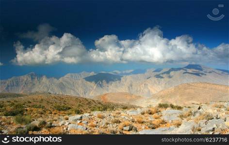 Peaceful view on the mountains, beautiful nature of Oman, Middle East desert landscape