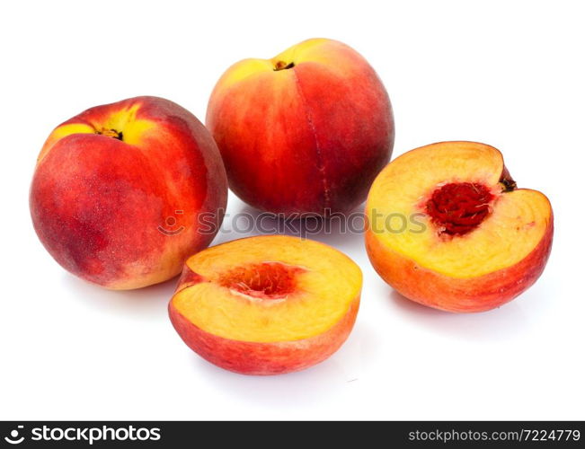 Peach Isolated on White Background Studio Photo. Peach Isolated on White Background