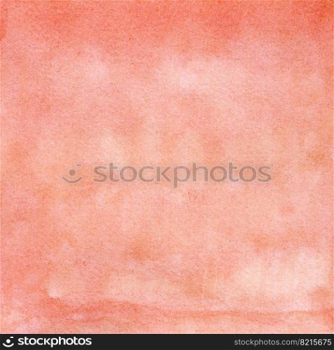 Peach-scarlet watercolor texture with spots, dots, blurred circles.Hand-drawn watercolor illustration. Peach-scarlet watercolor texture with spots, dots, blurred circles