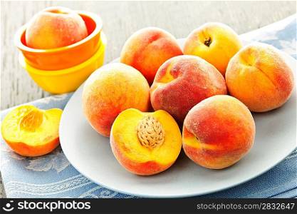 Peaches on plate