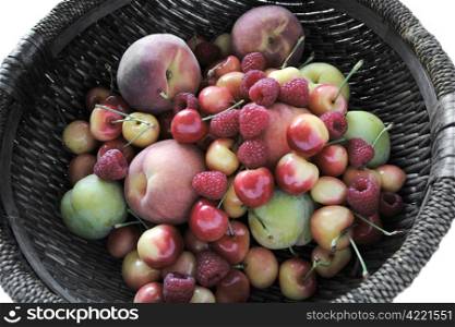 peaches, plums, raspberries, Rainier cherries