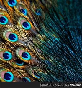 Peacock closeup. Illustration Ge≠rative AI 