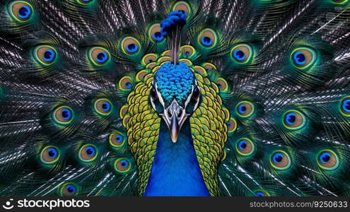 Peacock closeup. Illustration Generative AI
 