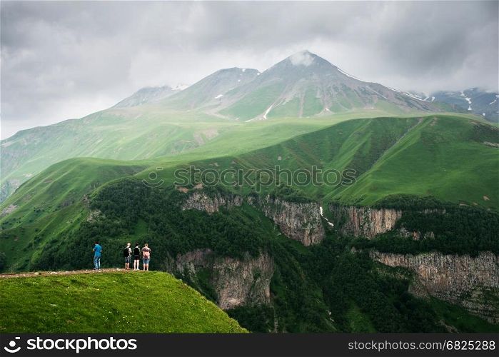 Peaks and slopes of the Caucasus Mountains in Georgia