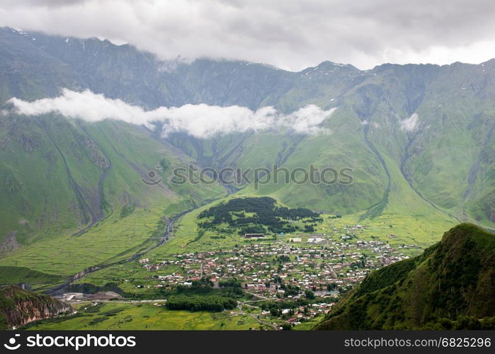 Peaks and slopes of the Caucasus Mountains in Georgia