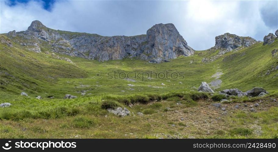 Peaks of Central Massif from Sotres, Picos de Europa National Park, Asturias, Spain, Europe