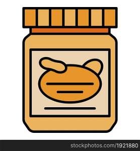 Peanut butter jar icon. Outline peanut butter jar vector icon color flat isolated on white. Peanut butter jar icon color outline vector