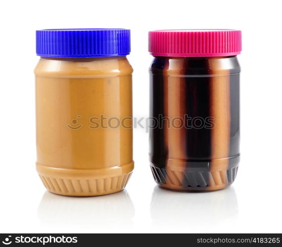 Peanut Butter jars on white background