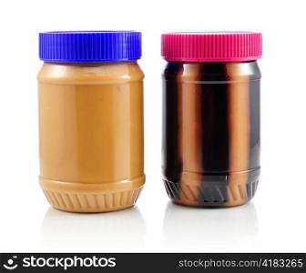 Peanut Butter jars on white background