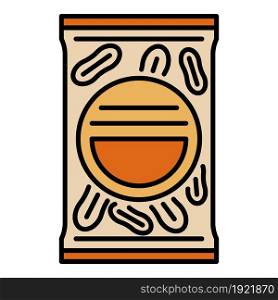 Peanut package icon. Outline peanut package vector icon color flat isolated on white. Peanut package icon color outline vector