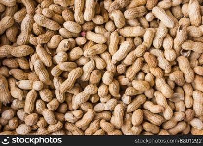 Peanuts background. Raw peanuts. Many peanuts in shells