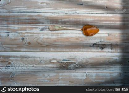 Peanuts jam in Creative conceptual top view flat lay composition with copy space isolated on wooden background in minimal style