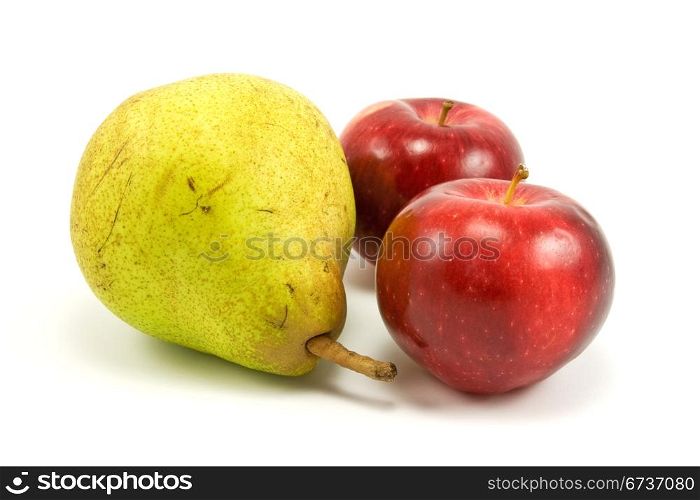 pear and apples isolated on white background