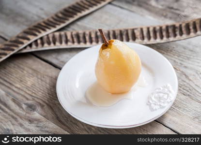 Pear poached in white wine